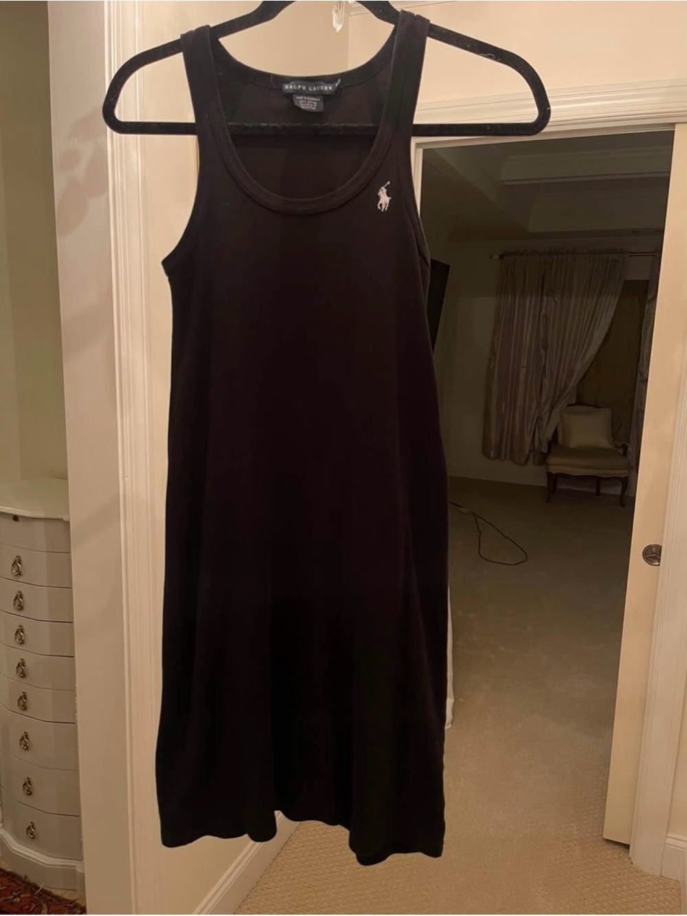 Ralph Lauren Black Tank Dress with Embroidered Polo Pony
